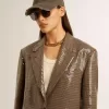 Damenjacke mit Hahnentrittmuster und durchgehender Paillettenstickerei Damenjacke mit Hahnentrittmuster und durchgehender Paillettenstickerei