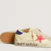 Damenmodell Super-Star aus Nappaleder mit Stern aus Wildleder und Fersenlasche aus Metallic-Leder