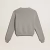 Damenpullover mit Rundhalsausschnitt aus grauer Baumwolle Damenpullover mit Rundhalsausschnitt aus grauer Baumwolle