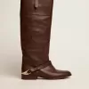 Damenstiefel Charlie aus dunkelbraunem Leder mit Klammer am Absatz