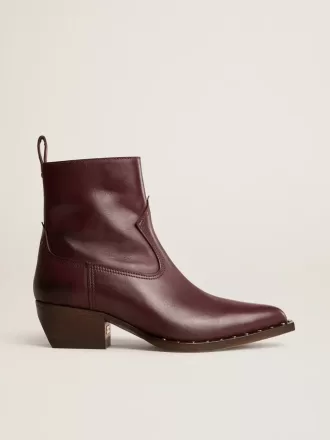 Damenstiefel Debbie aus burgunderrotem Leder
