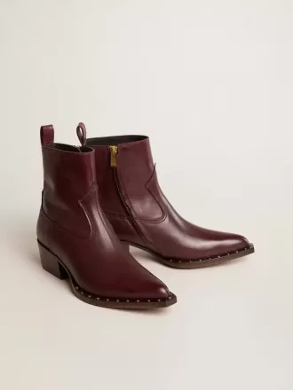 Damenstiefel Debbie aus burgunderrotem Leder