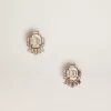 Déco-Ohrstecker für Damen in Antikgold mit Kristallen
