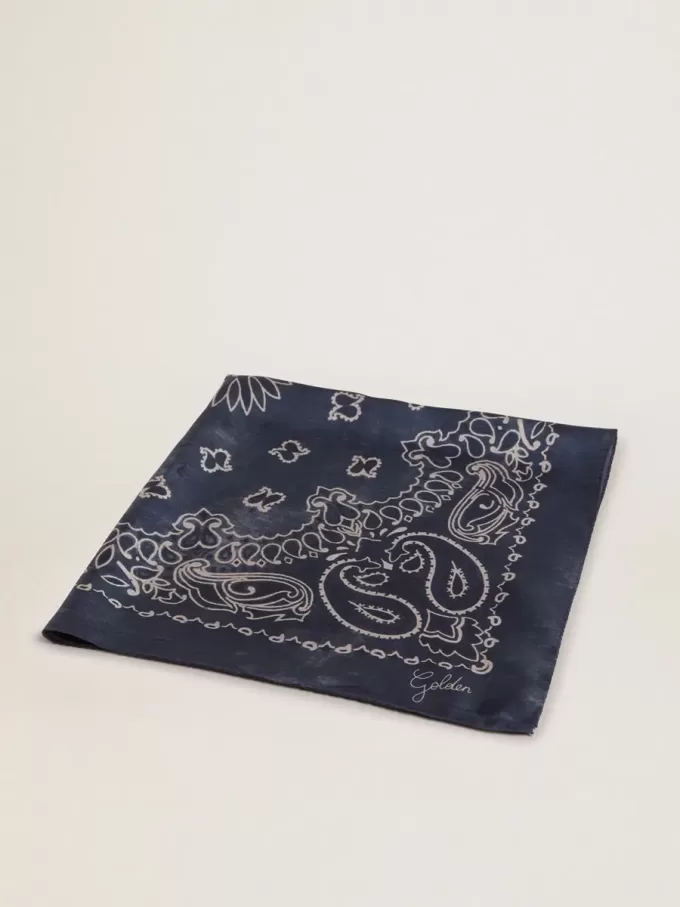 Denimblauer Schal aus der Golden Collection mit Paisley-Muster