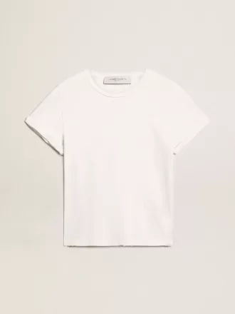 Distressed Regular-Fit-Damen-T-Shirt in Weiß