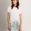 Distressed Regular-Fit-Damen-T-Shirt in Weiß
