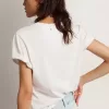 Distressed Regular-Fit-Damen-T-Shirt in Weiß