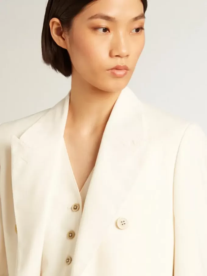Doppelreihiger Blazer für Damen in Antikweiß Doppelreihiger Blazer für Damen in Antikweiß