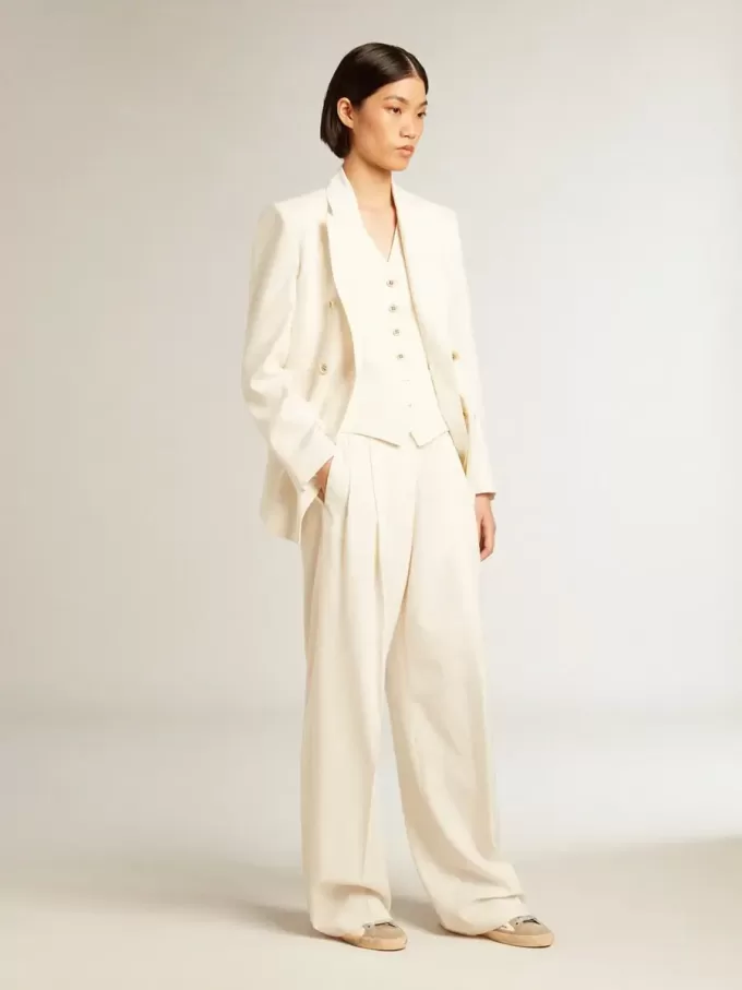Doppelreihiger Blazer für Damen in Antikweiß Doppelreihiger Blazer für Damen in Antikweiß