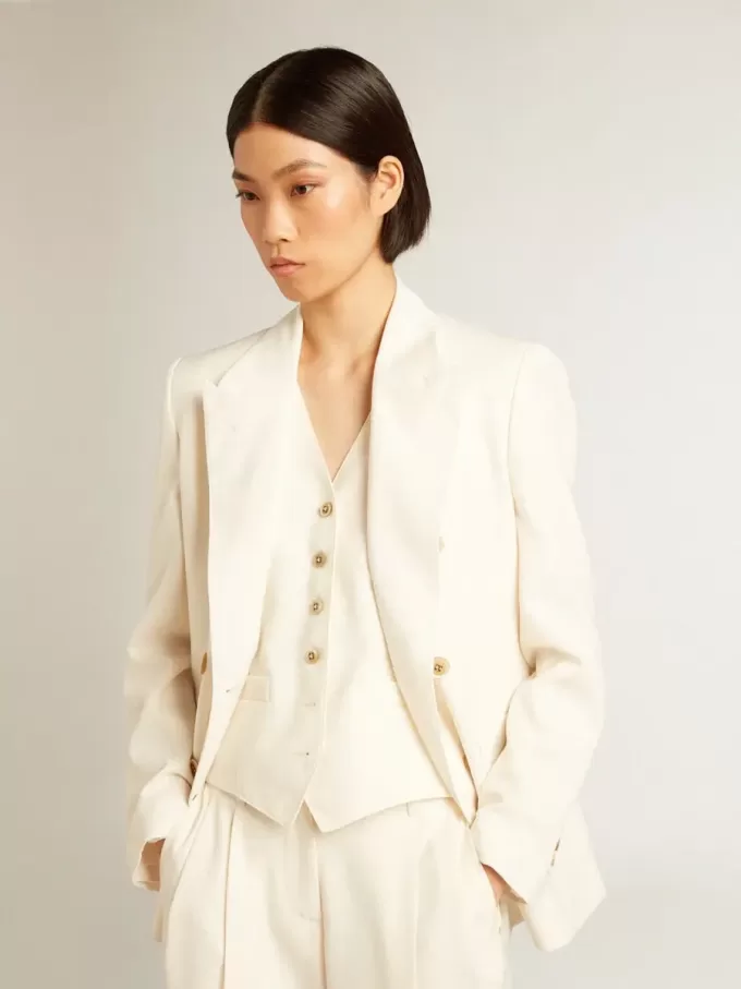 Doppelreihiger Blazer für Damen in Antikweiß Doppelreihiger Blazer für Damen in Antikweiß