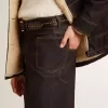 Dunkelblaue Herrenjeans mit weitem Bein aus einmal gewaschenem Denim