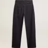 Dunkelblaue Herrenjeans mit weitem Bein aus einmal gewaschenem Denim