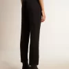 Dunkelblaue Zigarettenhose für Damen aus Wolle