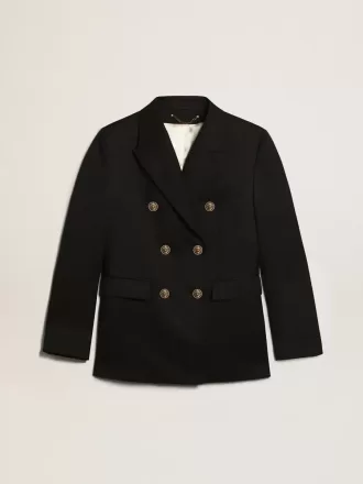Dunkelblauer Damenblazer mit doppelter Knopfleiste