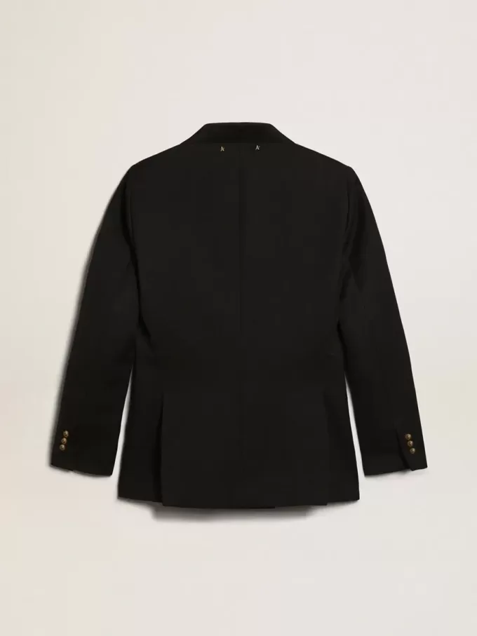 Dunkelblauer Damenblazer mit doppelter Knopfleiste Dunkelblauer Damenblazer mit doppelter Knopfleiste