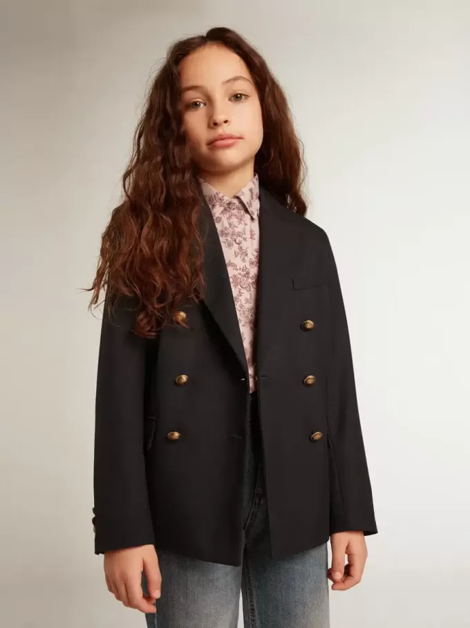 Dunkelblauer zweireihiger Knopfblazer für Jungen