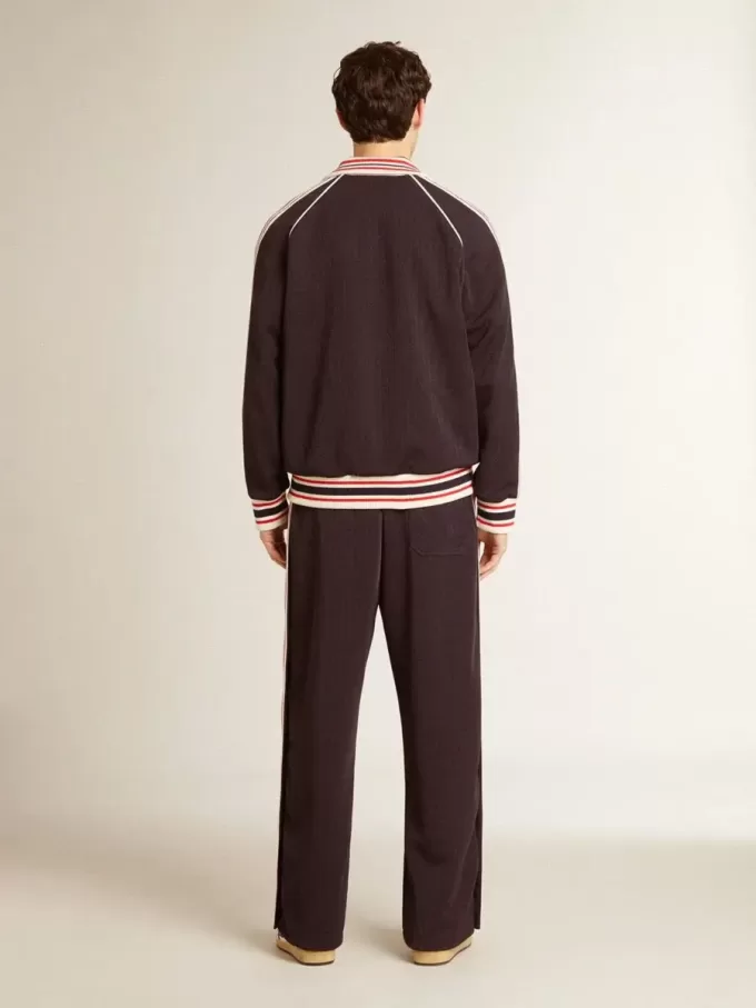 Dunkelblaues Herren-Sweatshirt mit Reißverschluss und weißem Logo