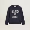 Dunkelblaues Sweatshirt für Jungen mit weißem Aufdruck