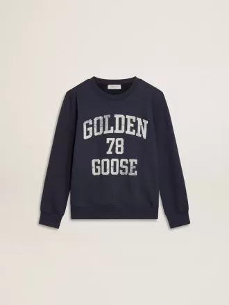 Dunkelblaues Sweatshirt für Jungen mit weißem Aufdruck