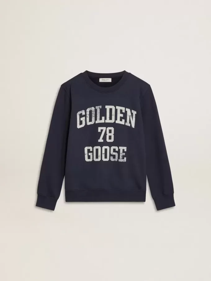 Dunkelblaues Sweatshirt für Jungen mit weißem Aufdruck