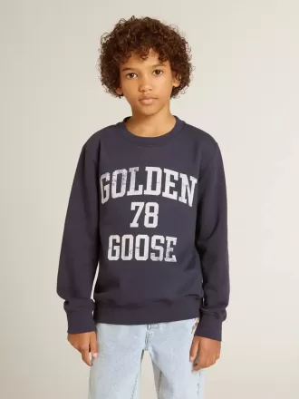 Dunkelblaues Sweatshirt für Jungen mit weißem Aufdruck