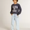Dunkelblaues Sweatshirt für Jungen mit weißem Aufdruck
