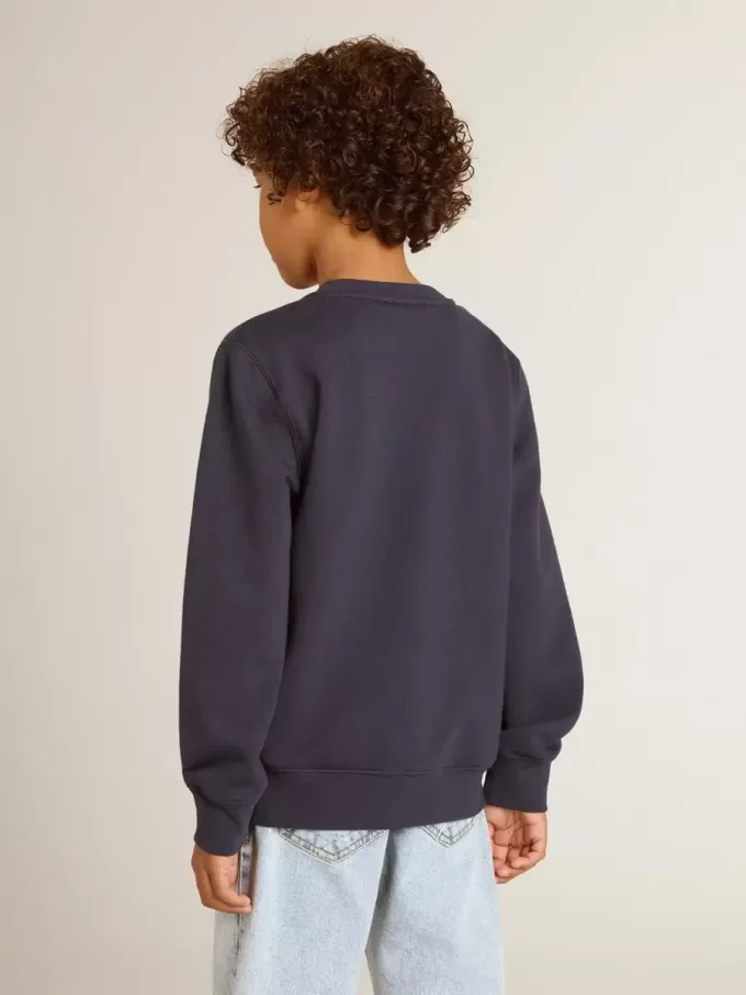 Dunkelblaues Sweatshirt für Jungen mit weißem Aufdruck