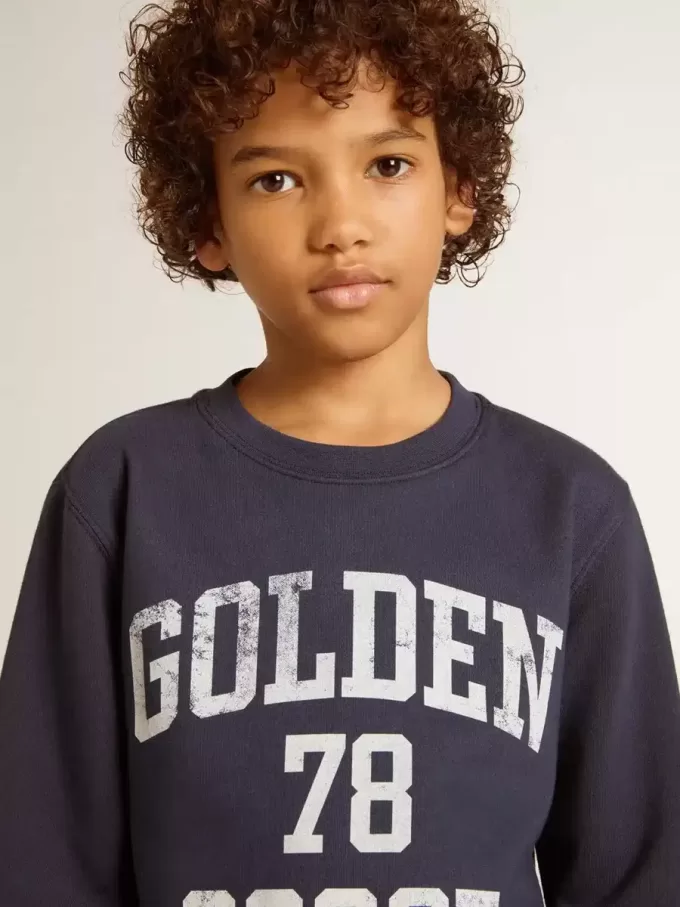 Dunkelblaues Sweatshirt für Jungen mit weißem Aufdruck