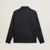 Dunkelblaues Sweatshirt mit weißem Streifen und kontrastierenden blauen Sternen