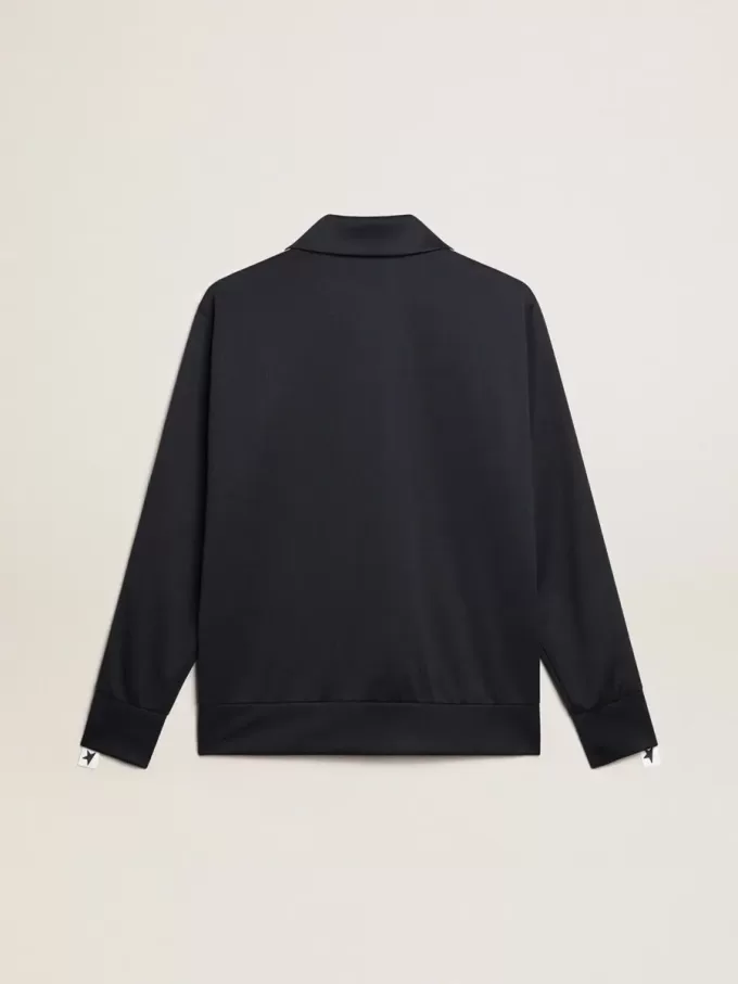 Dunkelblaues Sweatshirt mit weißem Streifen und kontrastierenden blauen Sternen