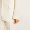 Einreihige Oversize-Jacke in Weiß mit Seideneffekt und Stickerei