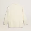 Einreihige Oversize-Jacke in Weiß mit Seideneffekt und Stickerei