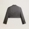 Einreihige, verkürzte Damenjacke aus babyblauer Wolle Einreihige, verkürzte Damenjacke aus babyblauer Wolle