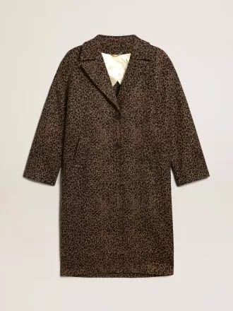 Einreihiger Cocoon-Mantel für Damen aus Wolle mit Jacquard-Motiv