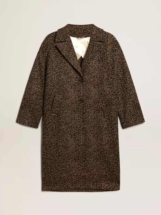 Einreihiger Cocoon-Mantel für Damen aus Wolle mit Jacquard-Motiv