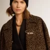 Einreihiger Cocoon-Mantel für Damen aus Wolle mit Jacquard-Motiv