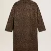 Einreihiger Cocoon-Mantel für Damen aus Wolle mit Jacquard-Motiv