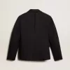 Einreihiger Damenblazer aus dunkelblauer Wollgabardine
