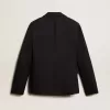 Einreihiger Damenblazer aus dunkelblauer Wollgabardine