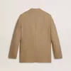 Einreihiger Herrenblazer aus sandfarbenem Leinenmix mit Chevron-Muster. Einreihiger Herrenblazer aus sandfarbenem Leinenmix mit Chevron-Muster.