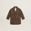 Einreihiger Mädchenmantel aus Wolle mit Jacquard-Tierprint