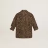 Einreihiger Mädchenmantel aus Wolle mit Jacquard-Tierprint