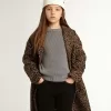 Einreihiger Mädchenmantel aus Wolle mit Jacquard-Tierprint