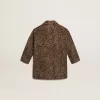 Einreihiger Mädchenmantel aus Wolle mit Jacquard-Tierprint