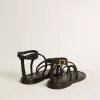 Flache Sandalen Penelope für Damen aus schwarzem Leder
