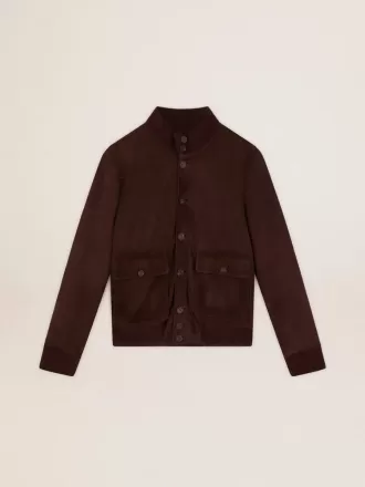 Fliegerjacke aus dunkelbraunem Wildleder aus der Golden Collection