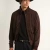 Fliegerjacke aus dunkelbraunem Wildleder aus der Golden Collection
