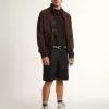 Fliegerjacke aus dunkelbraunem Wildleder aus der Golden Collection