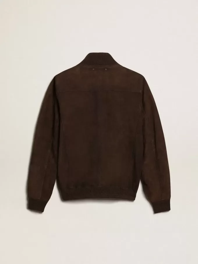 Fliegerjacke aus dunkelbraunem Wildleder aus der Golden Collection