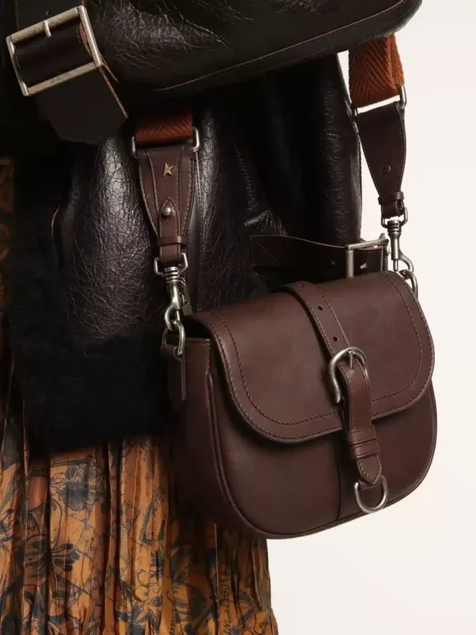 Francis Tasche für Damen, klein, aus dunkelbraunem Leder